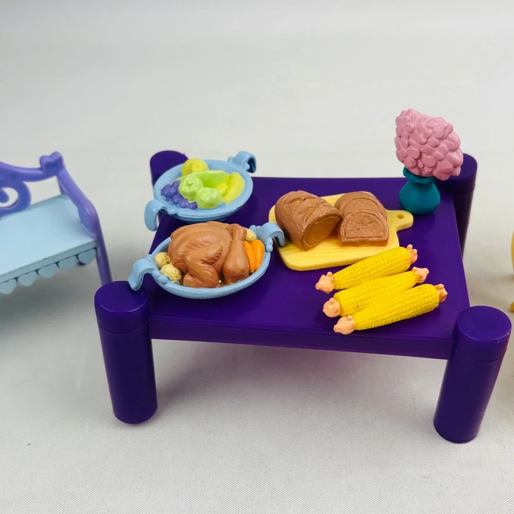 Caring Corners Dollhouse Furniture Lot Bed Vanity Bench Food Caring Corners